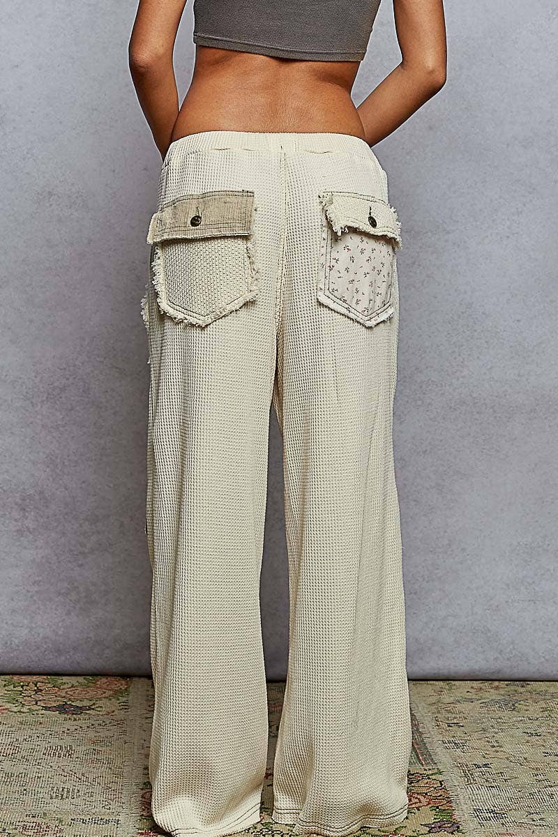 Patch Detailed Thermal Knit Waistband Pants