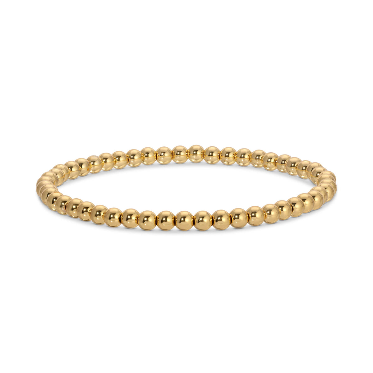 Classic Beaded Stretch Bracelets: Gold / 4mm