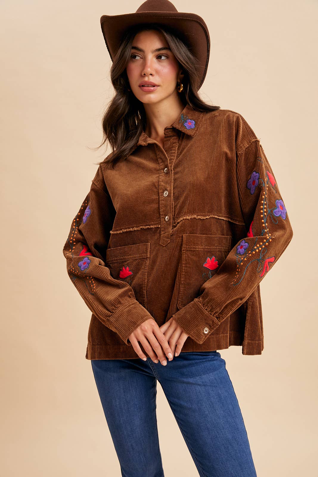 CORDUROY EMBROIDERED SHIRT