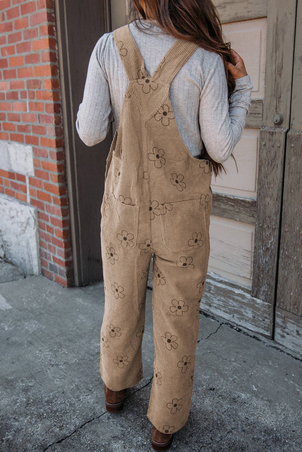 Phlo Floral Corduroy Pocketed Overalls