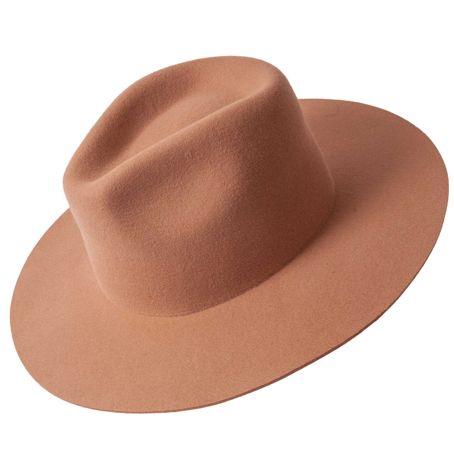 100% Wool Felt Flat Brim Fedora Hat - Style Rancher
