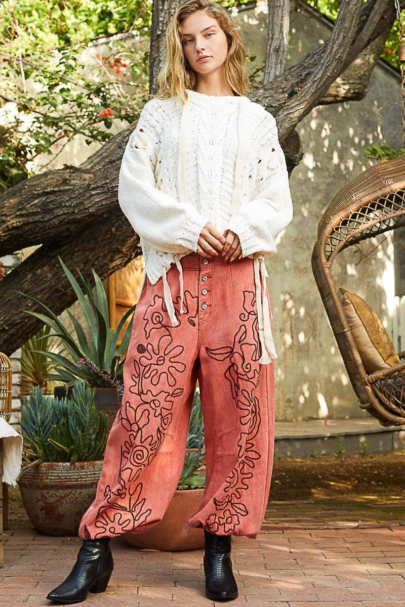 The Twila Floral Embroidered Pants