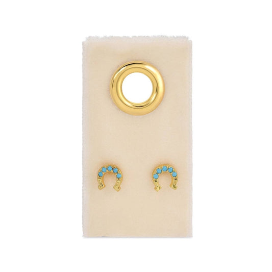 Light Blue Horseshoe Studs On Velvet Gift Tag