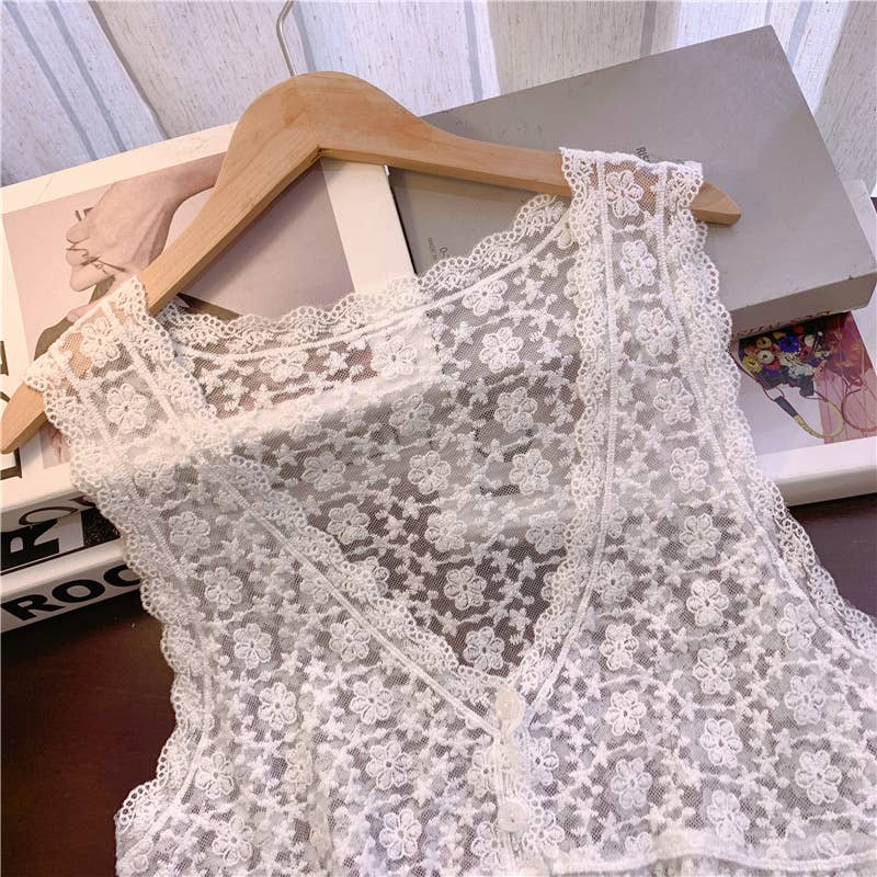 Sally Embroidered Lace Vest
