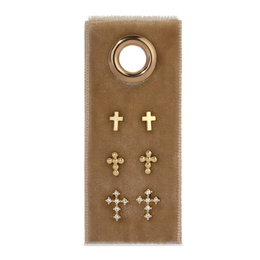 Multi Cross Velvet Set/3 Stud Gift Set