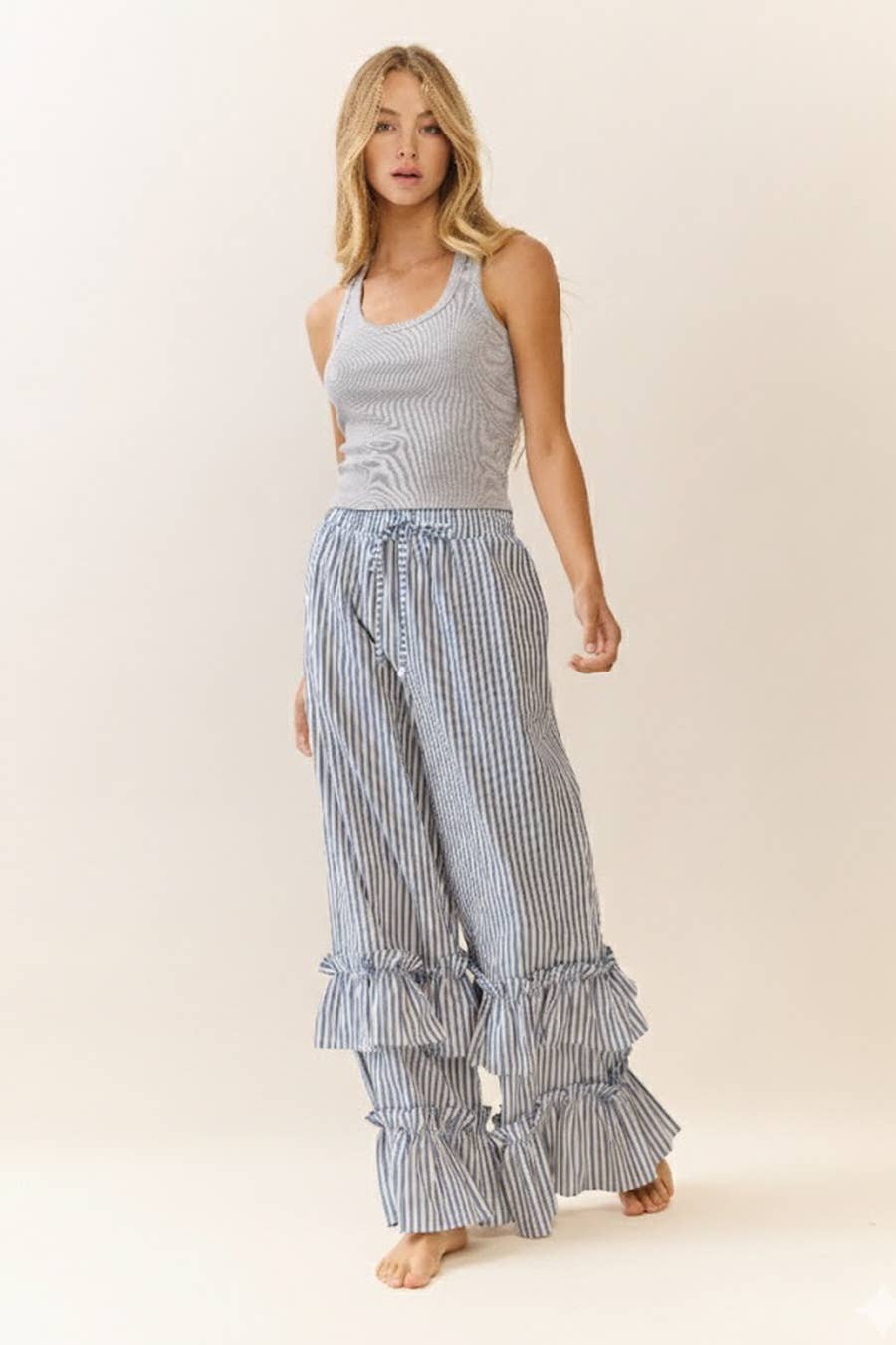 Striped Pull-on Maxi Pants