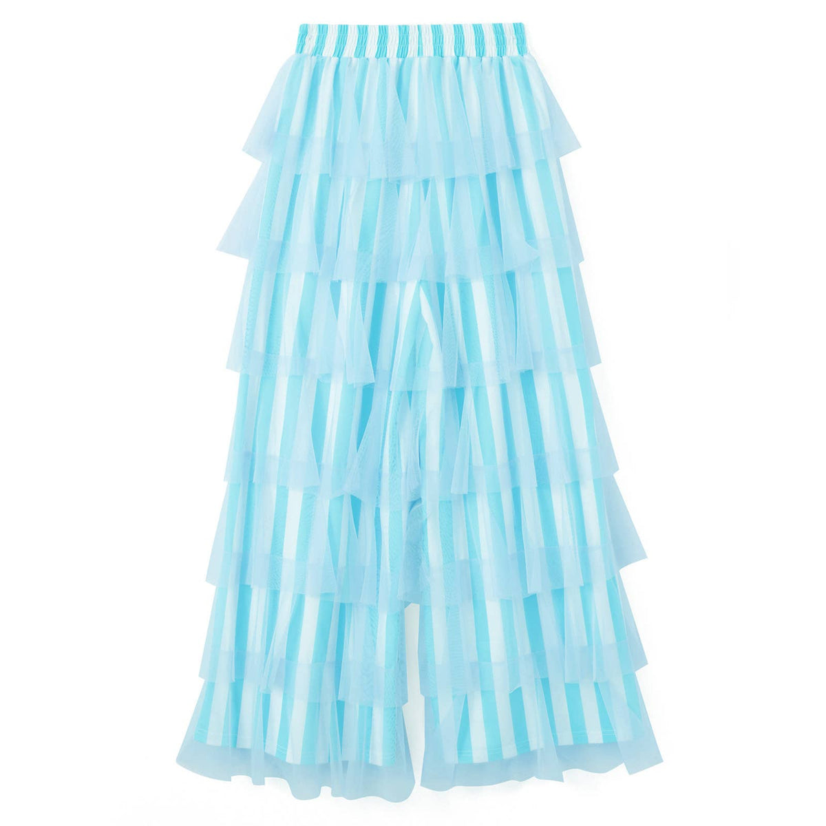 Striped Ruffles Trousers Wide-leg Tulle Pants