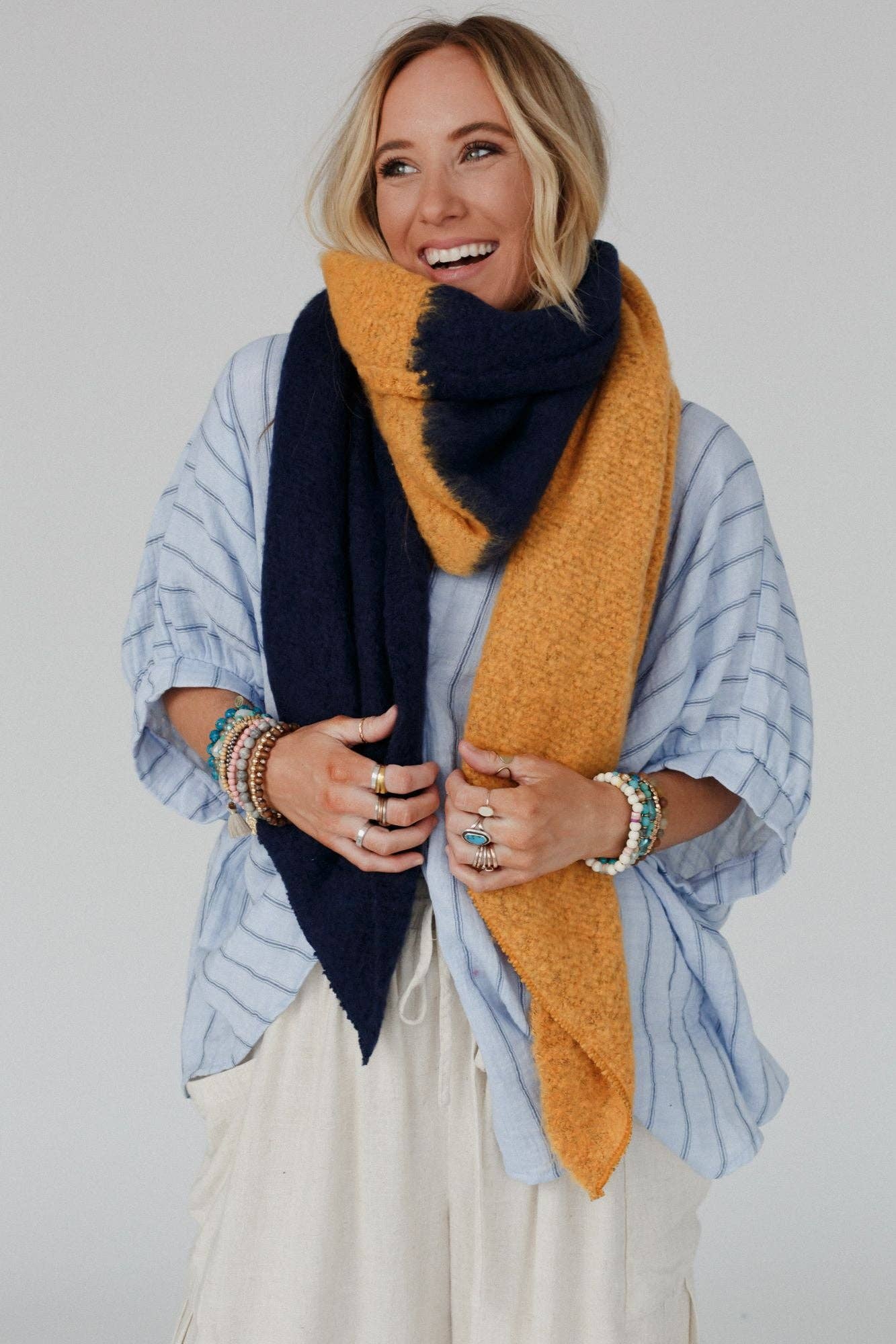 Sunset Shades Cozy Scarf - Navy Multi