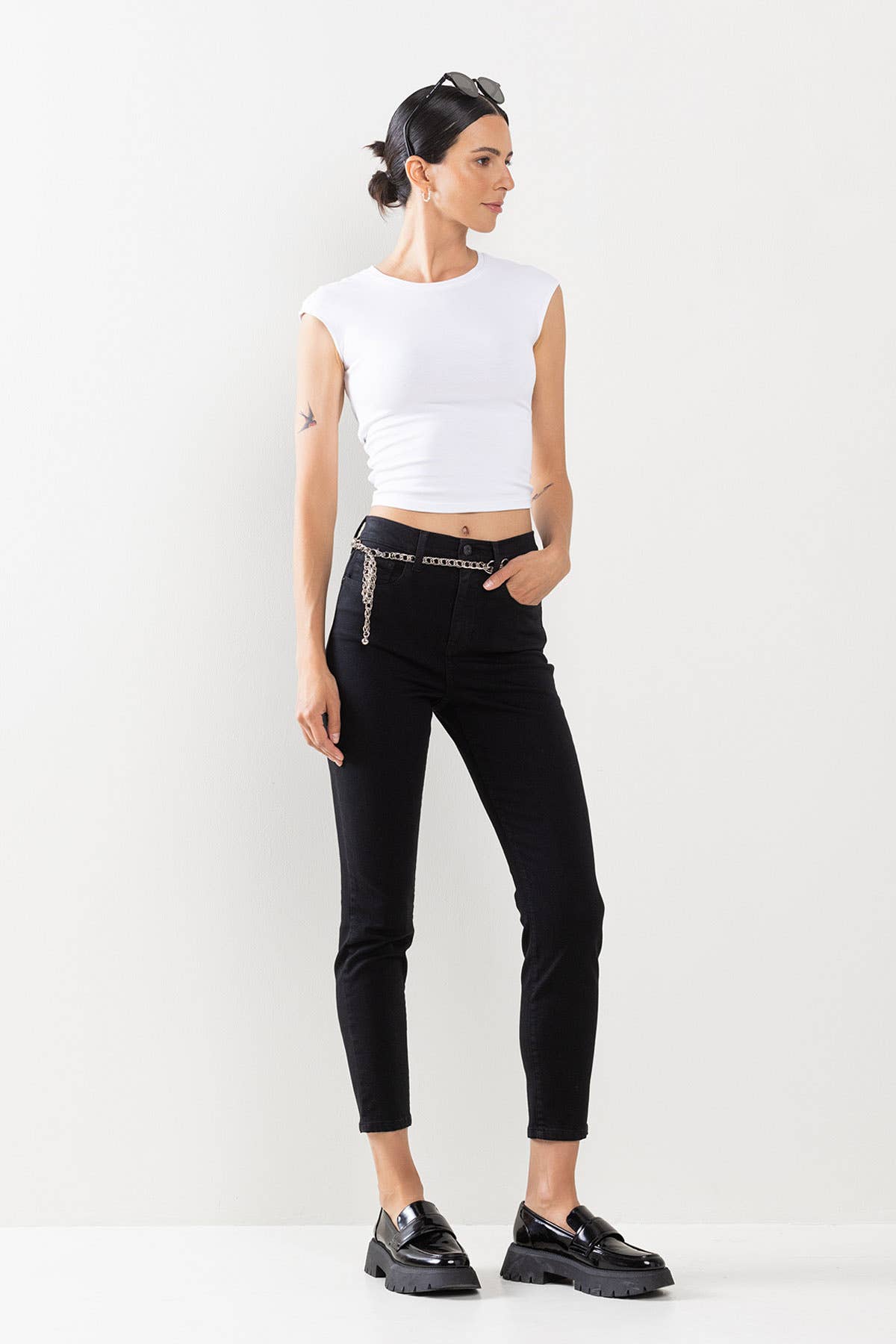 Lili High Rise Skinny Basic Black Denim with Stretch