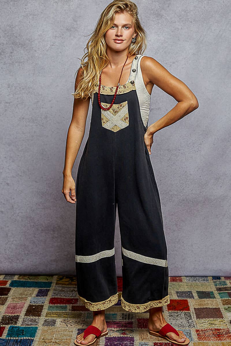 Tomato French terry knit overalls