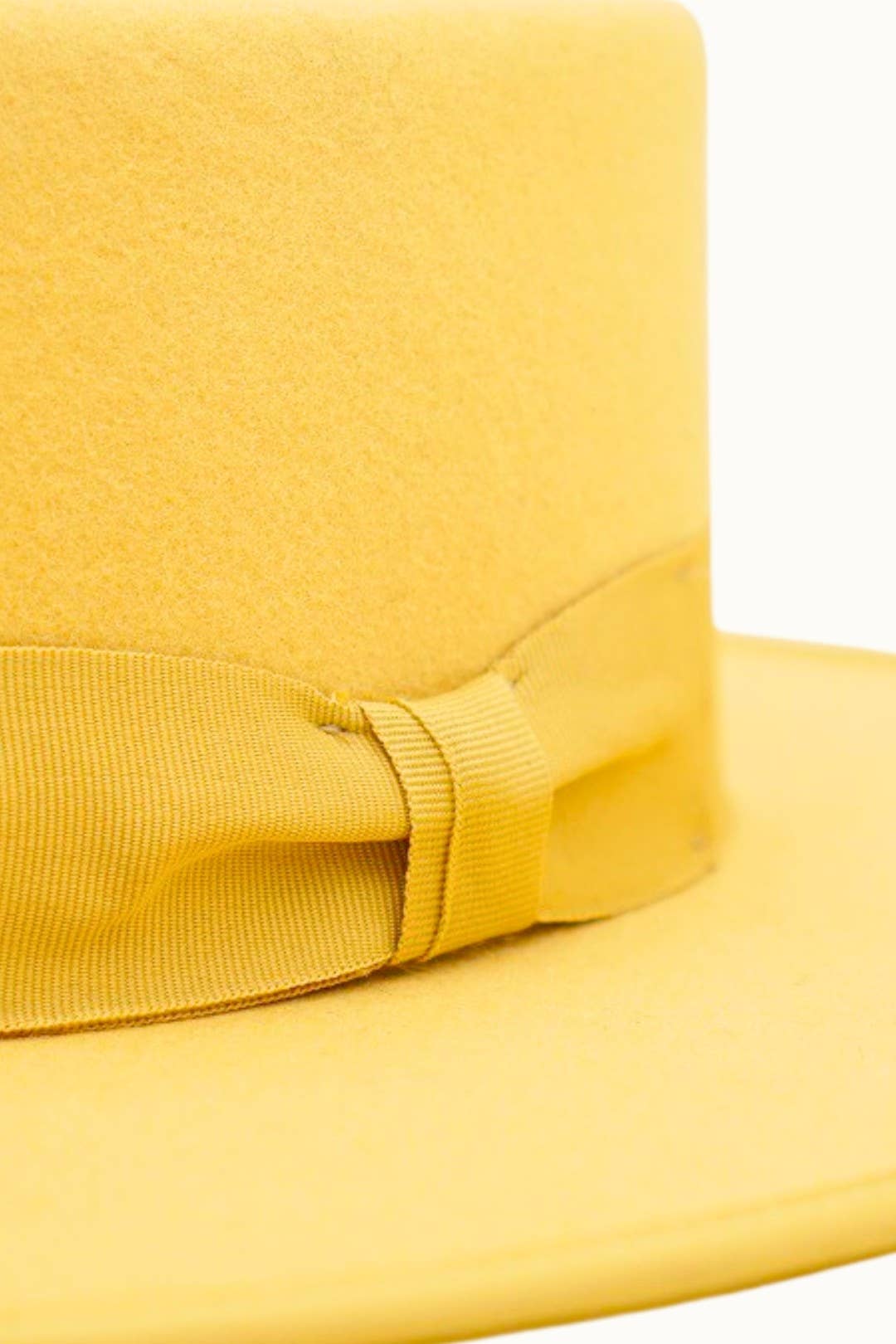 VIDE- 100% Wool Felt Gambler Hat, Unisex, Yellow