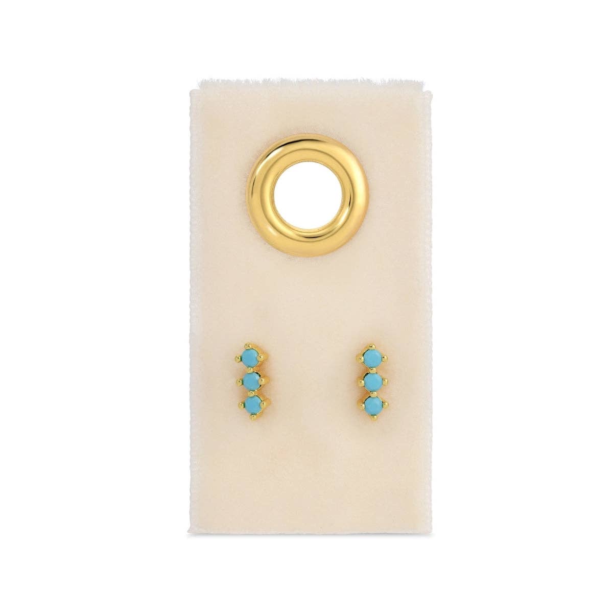 Triple CZ Bar Studs on Velvet Tag