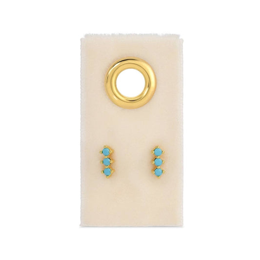 Triple CZ Bar Studs on Velvet Tag