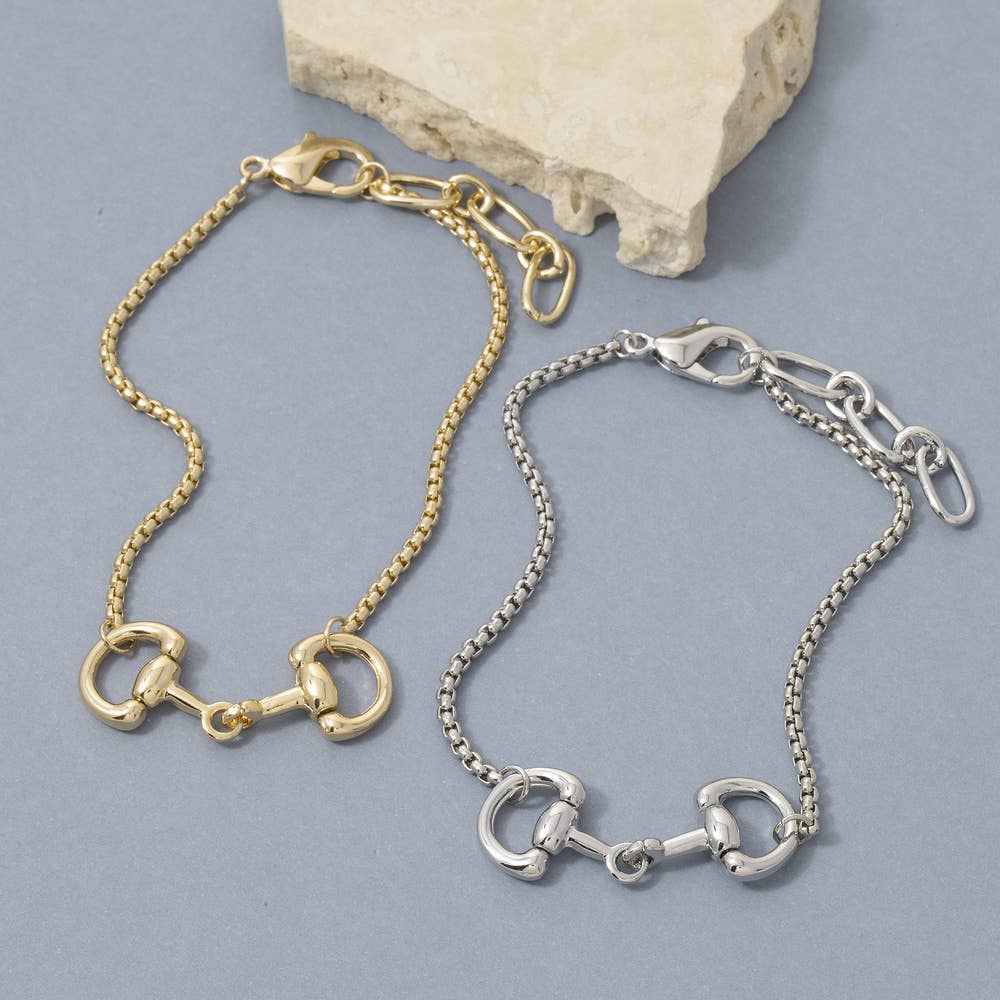Horse Bit Charm Box Chain Dainty Bracelet