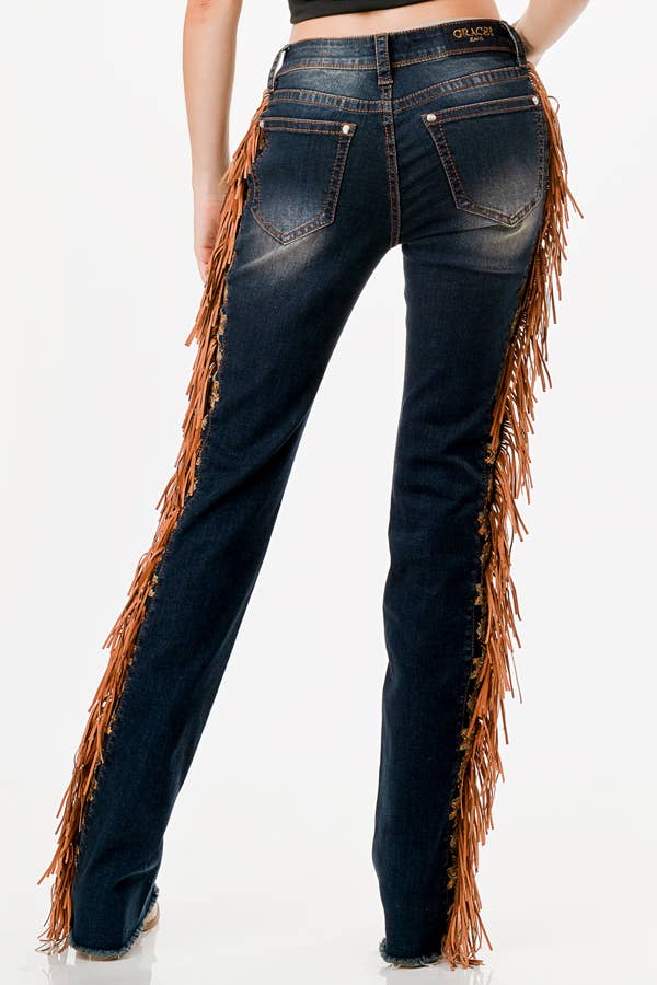 Jane Tassel Jean Mid-Rise Boot Cut