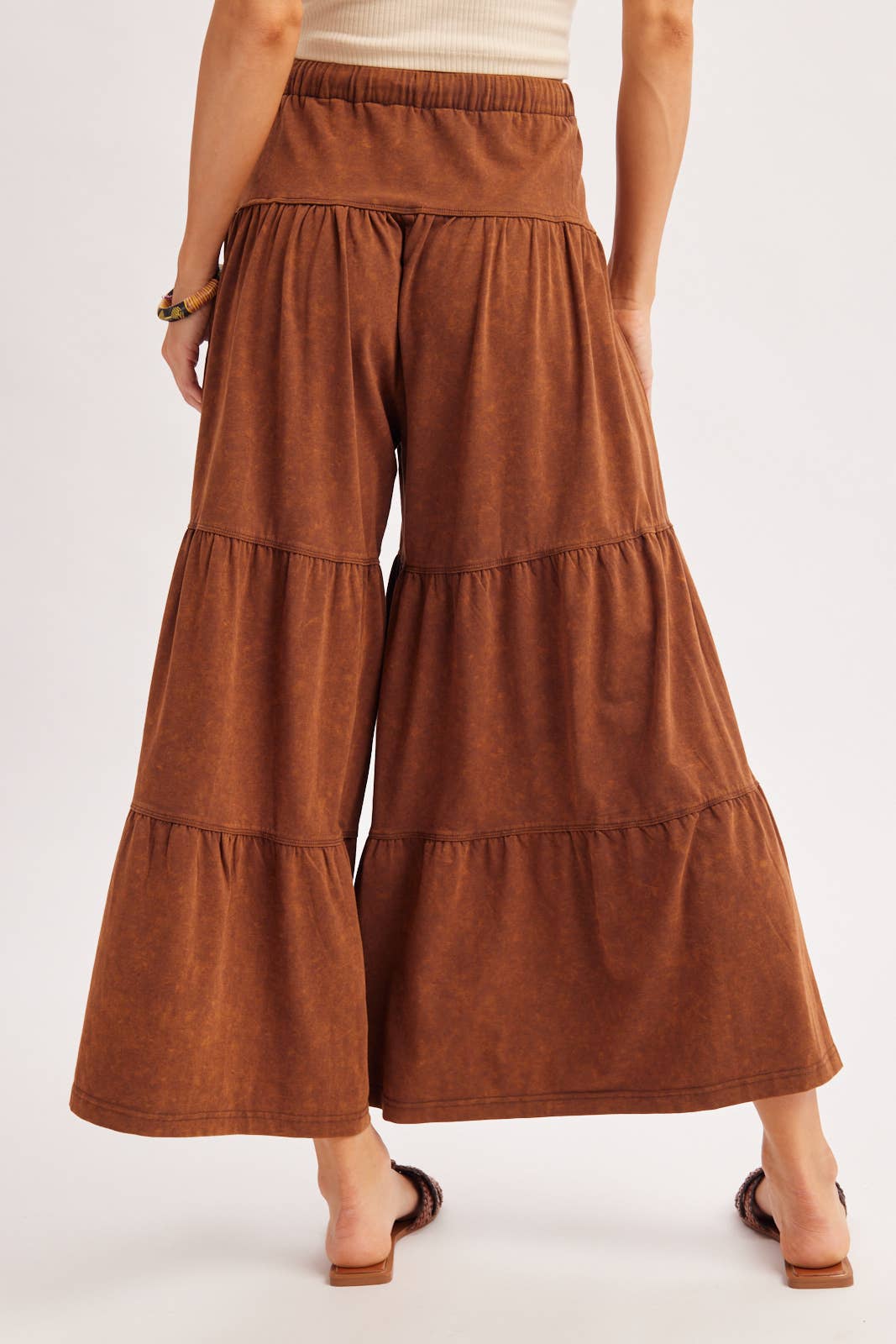 BOHO TIERED DRAWSTRING WIDE LEG PANTS