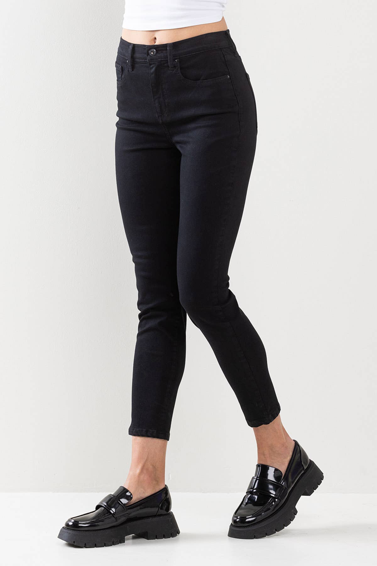 Lili High Rise Skinny Basic Black Denim with Stretch