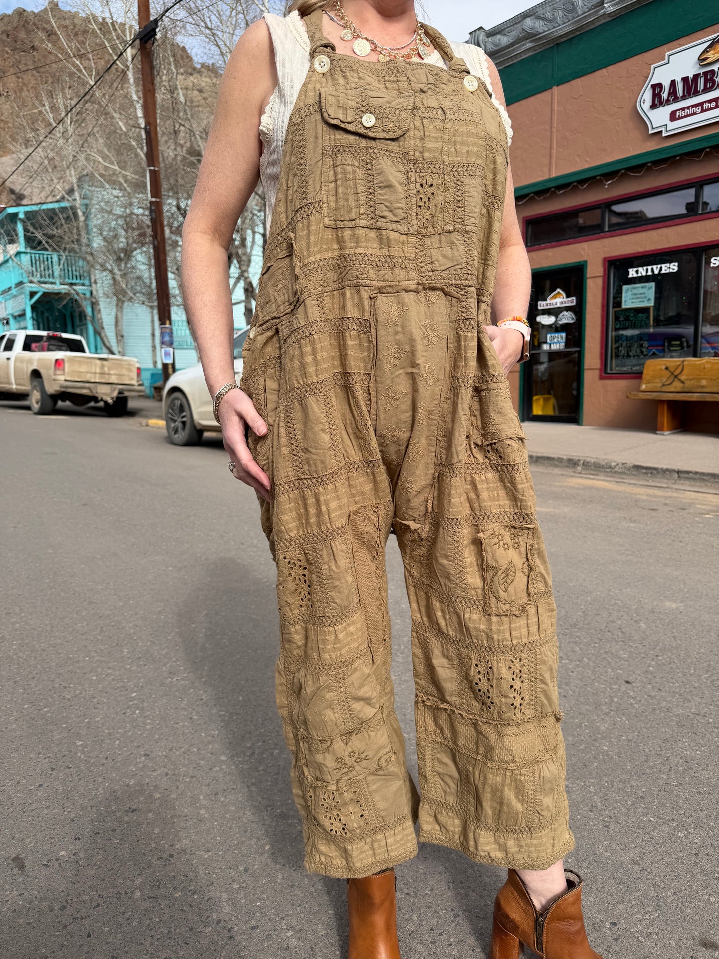 Travels Await Overalls - Dark Olive