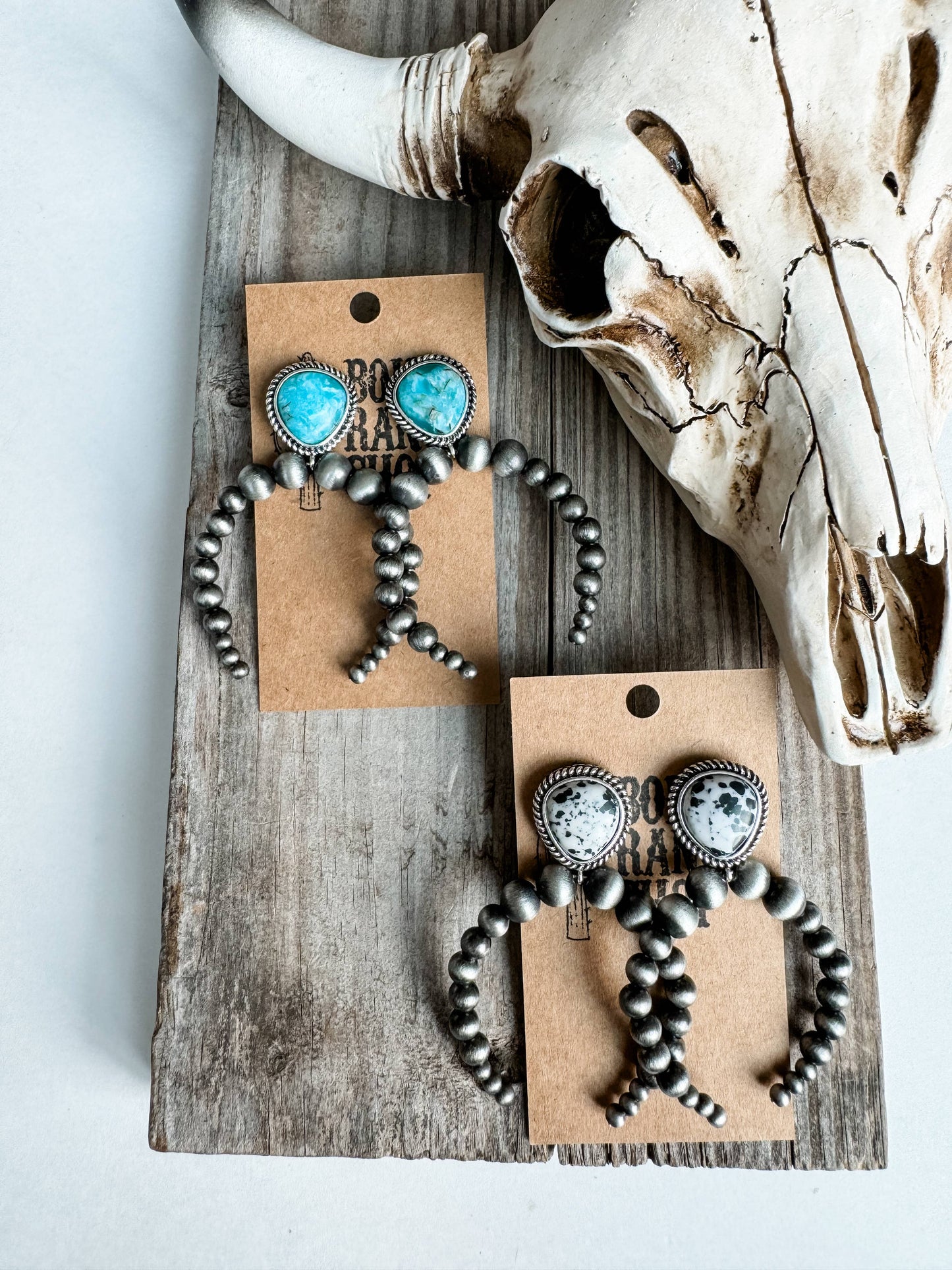 Western Navajo Style Pearl Stone Stud Earrings