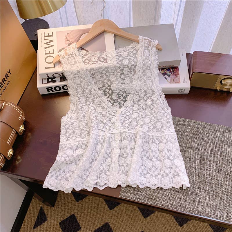 Sally Embroidered Lace Vest