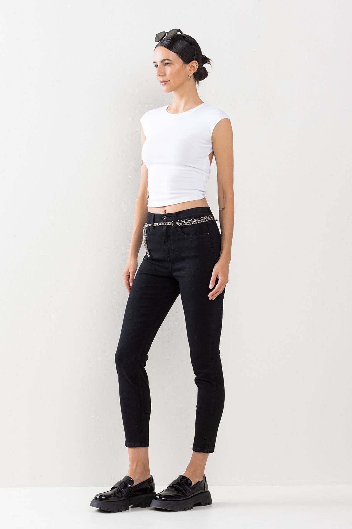 Lili High Rise Skinny Basic Black Denim with Stretch