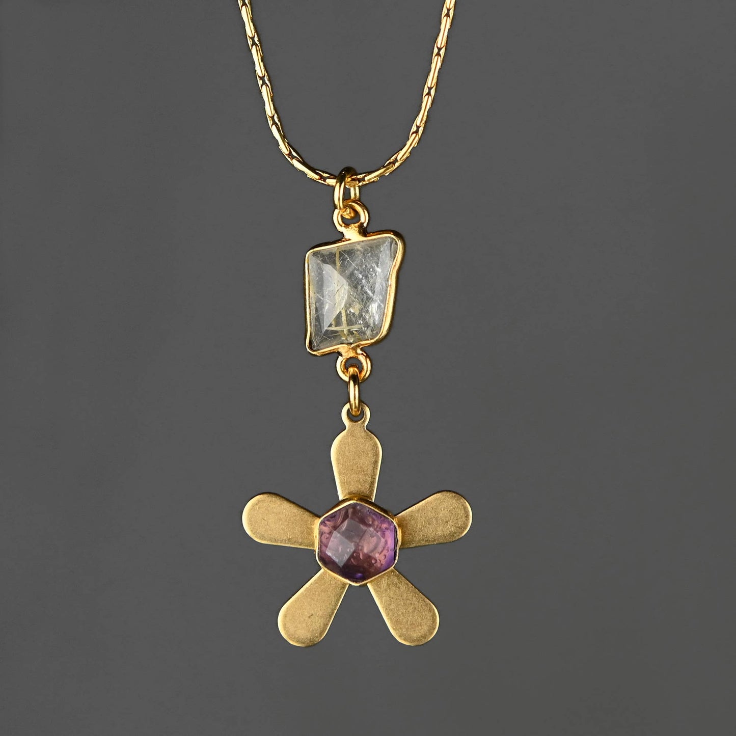 Semi Precious Happy Flower Daisy Necklace