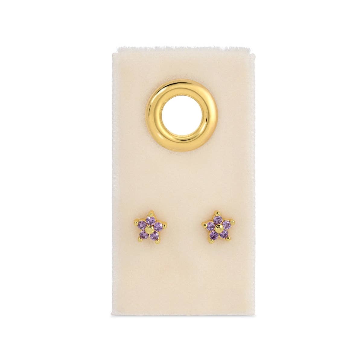 Delicate Flower Studs on Velvet Tag