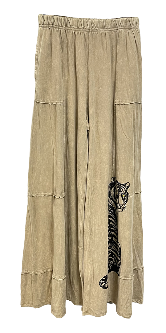 Mineral Wash Tiger Wide-Leg Pants