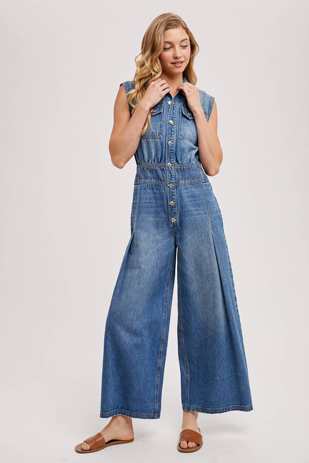 FINN DENIM SLEEVELESS JUMPSUIT