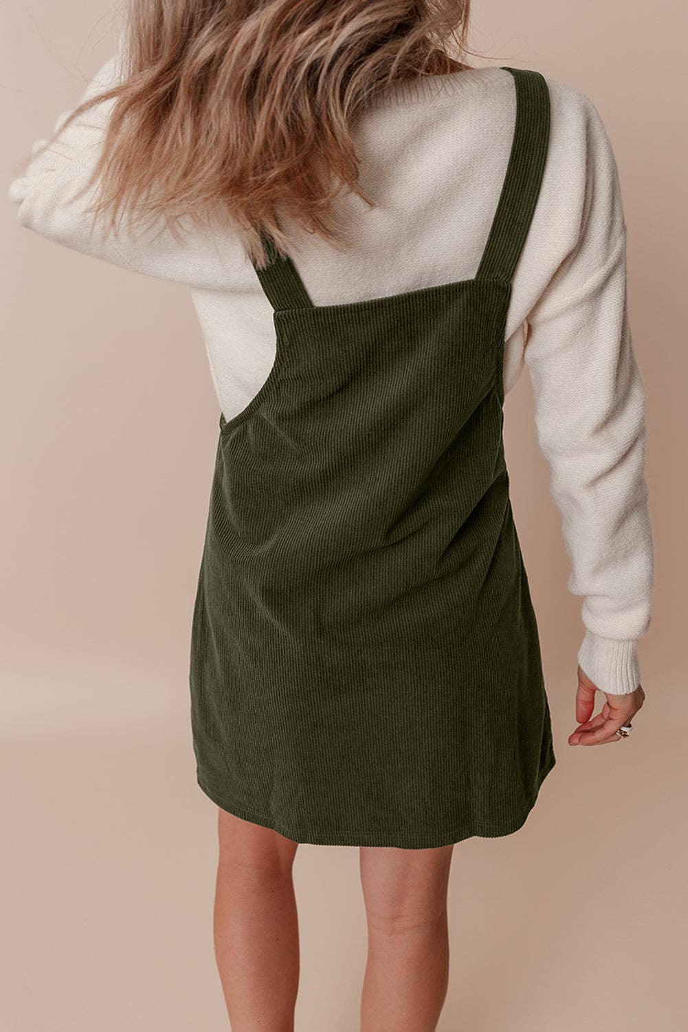 Janise Solid Corduroy Sleeveless Overall Dress