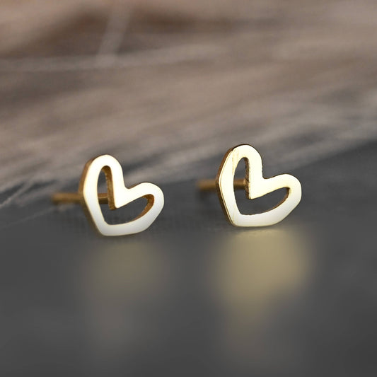 Small Hand Drawn Heart Studs