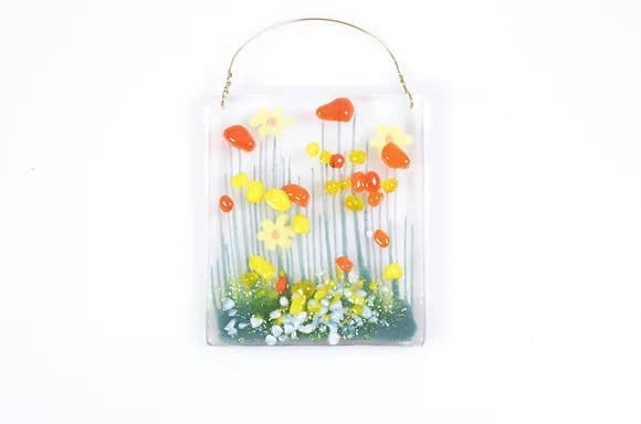 Handmade Fused Glass -  Daffodil Token