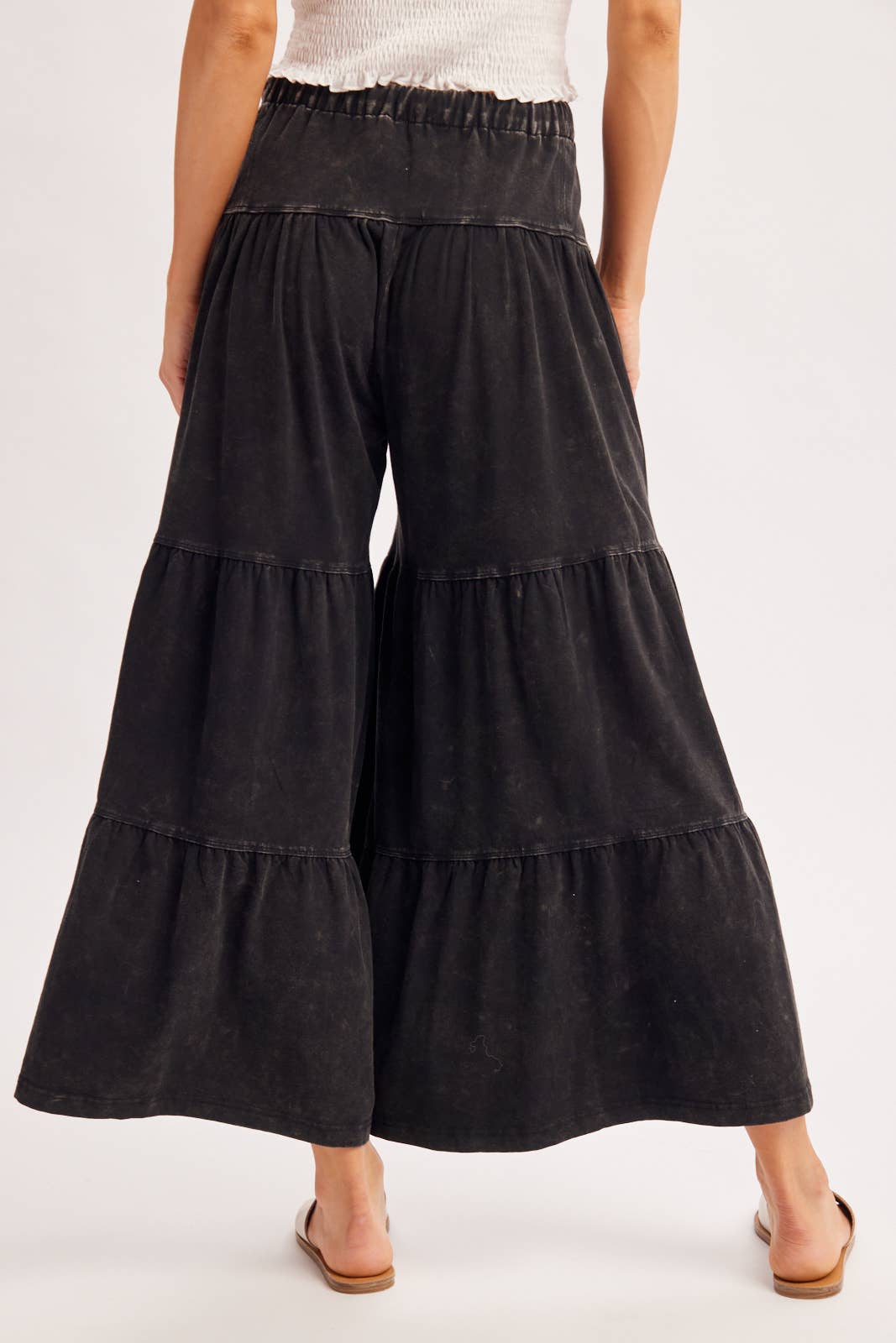 BOHO TIERED DRAWSTRING WIDE LEG PANTS