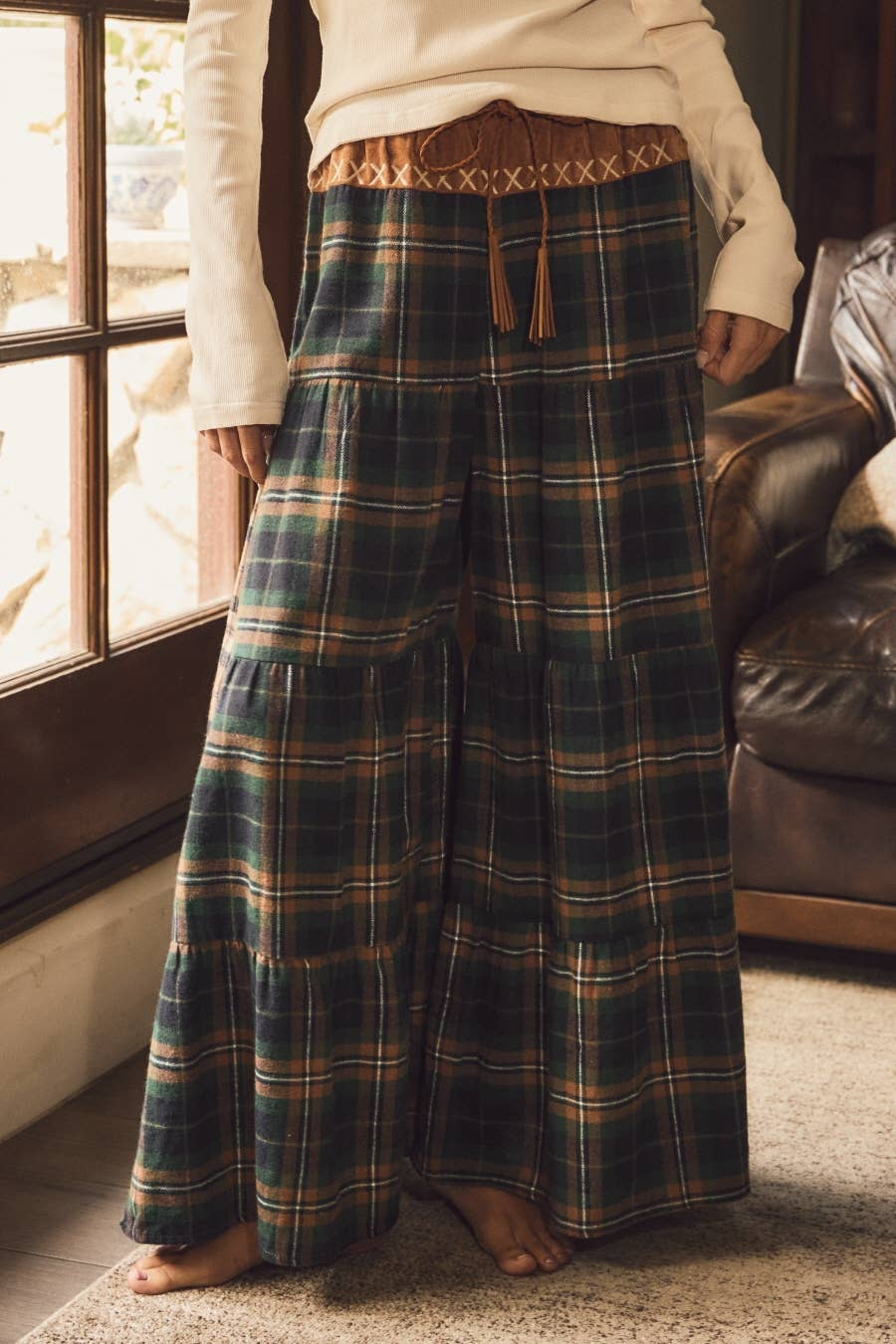 Kylee Plaid Tiered Pants
