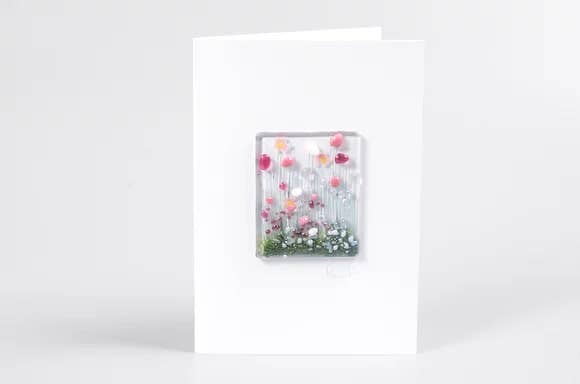 Handmade Fused Glass -  Blooming Card