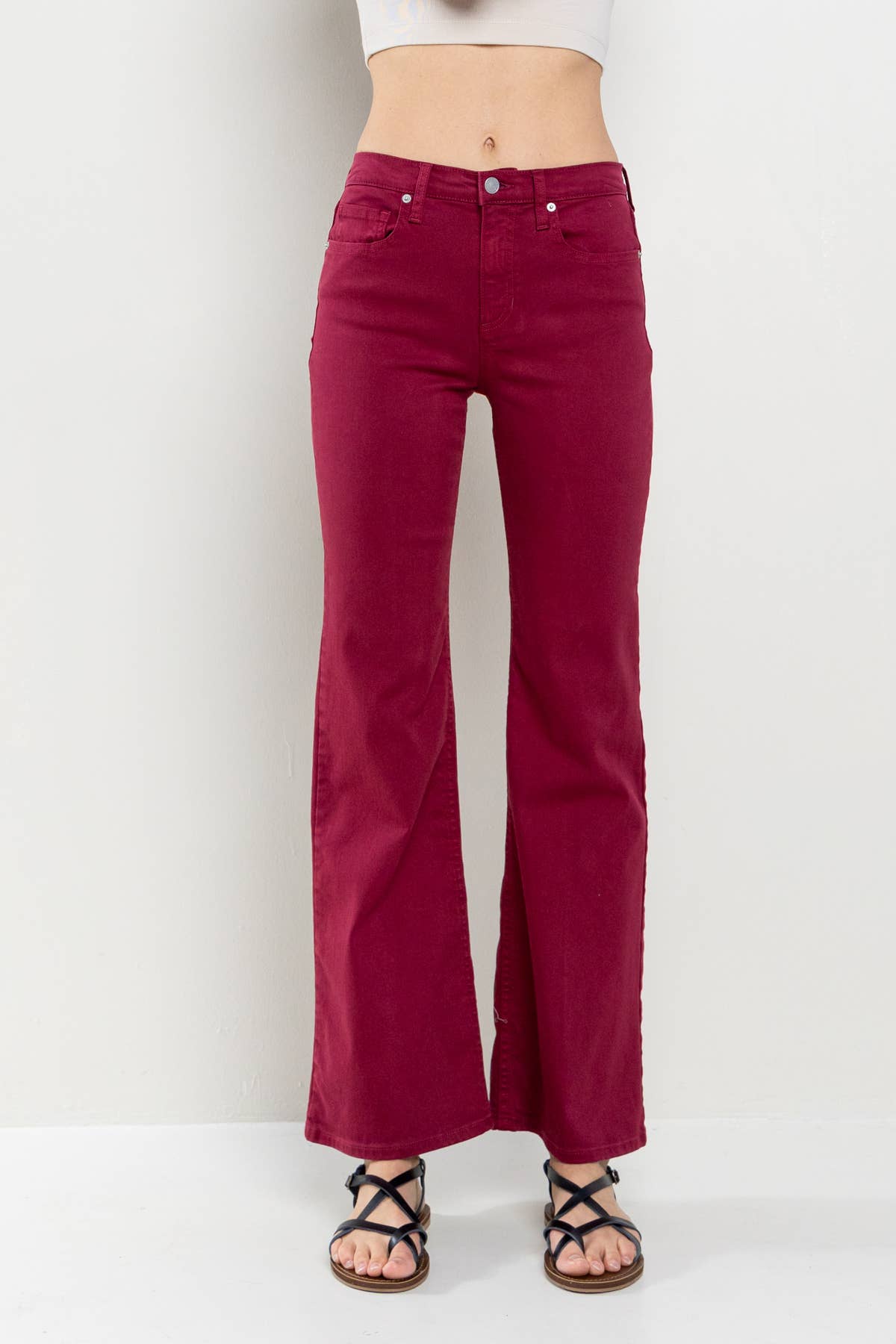 Patti High Rise Solid Slim Bootcut in Cabernet Jeans