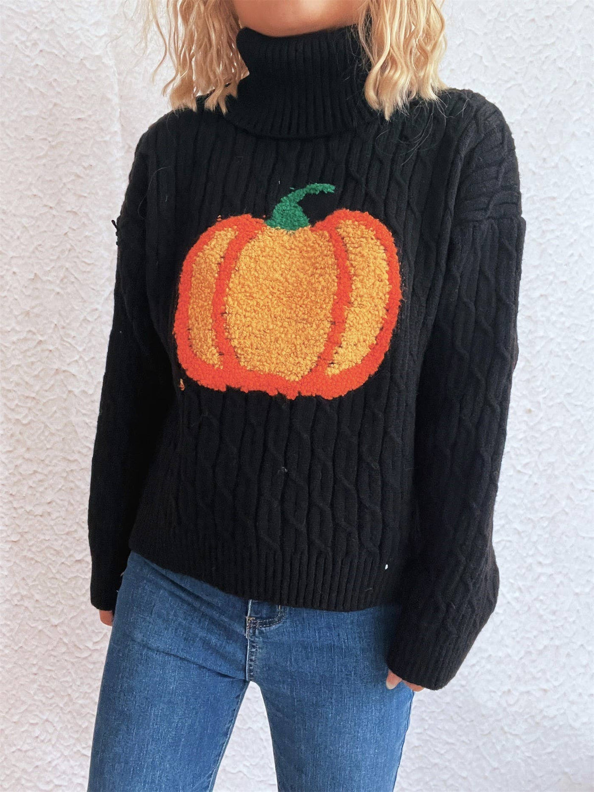 Turtleneck Pumpkin Knit Casual Fashion Sweater