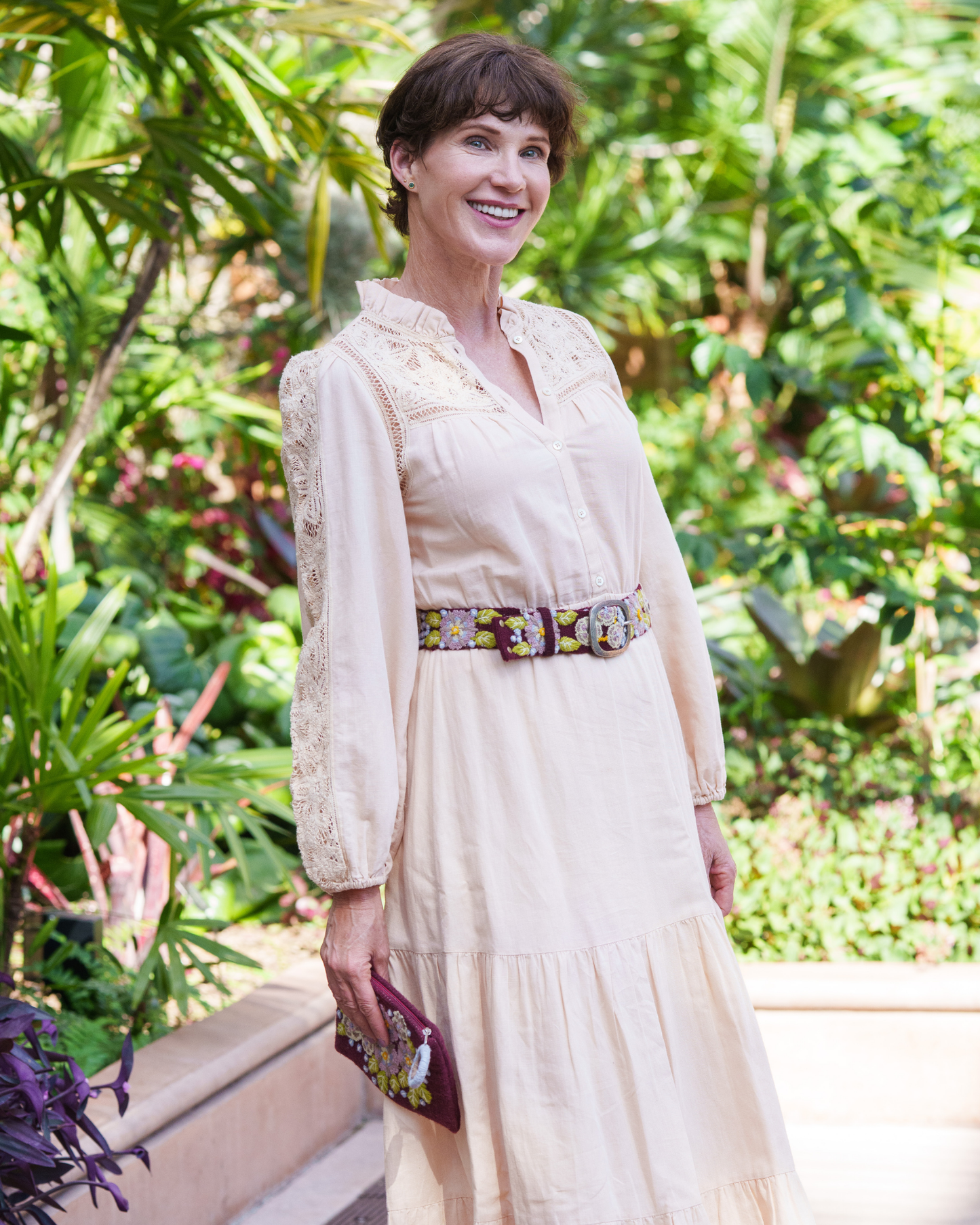 Morning Glory Floral Embroidered Wool Belt