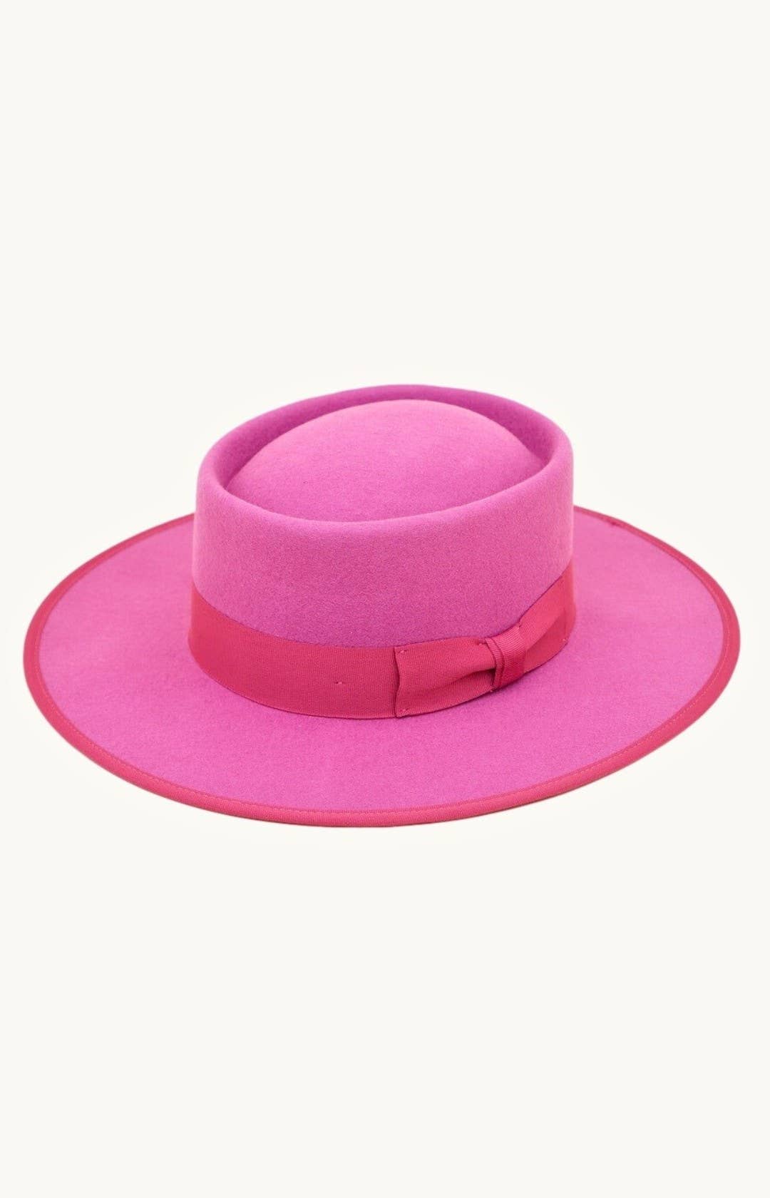 VIDA - 100% Wool Felt Gambler Hat, Unisex, hot pink