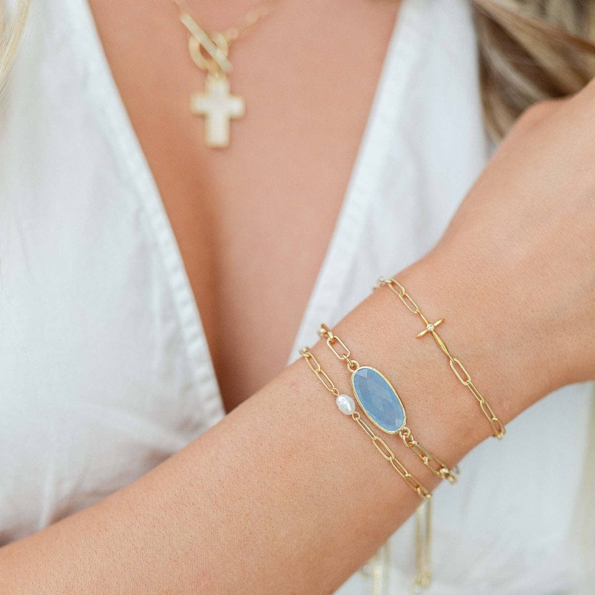 Oval Stone Pulley Bracelet