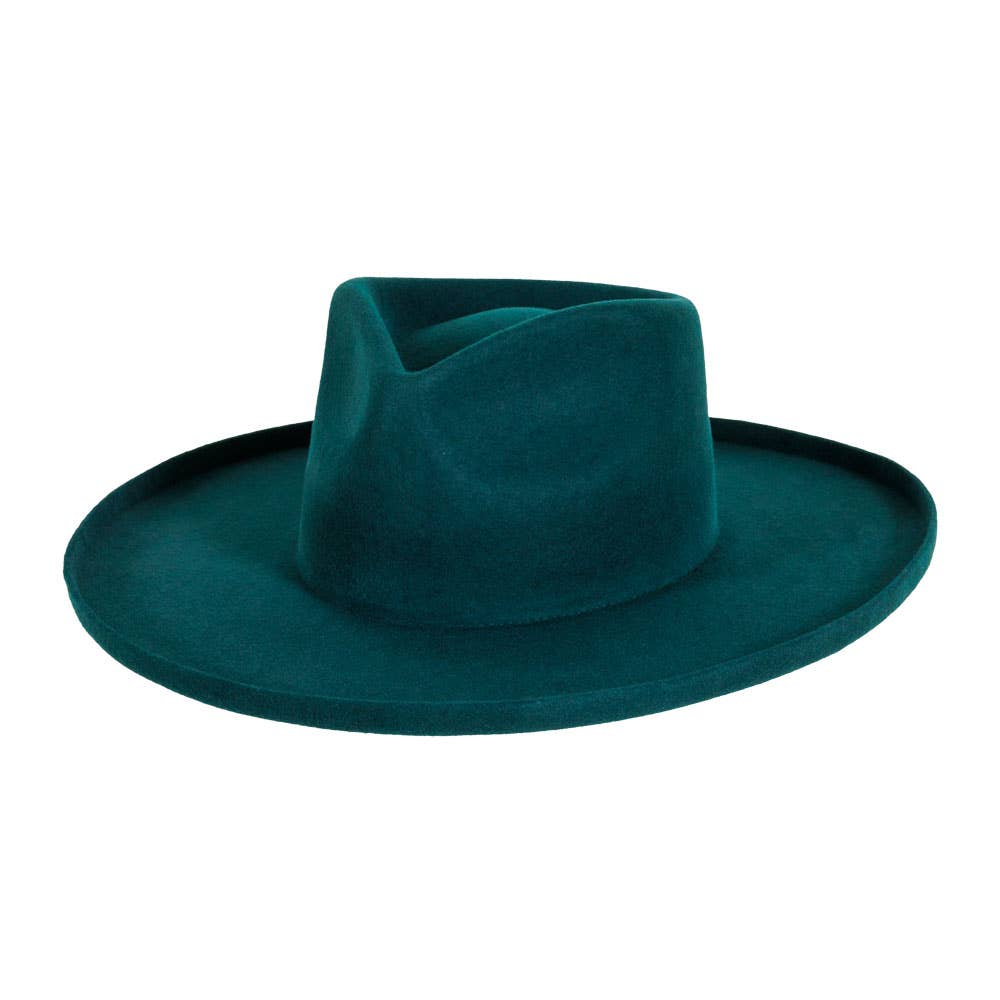 Wool Felt Teardrop Fedora Curled Brim Hat - Style Rustler