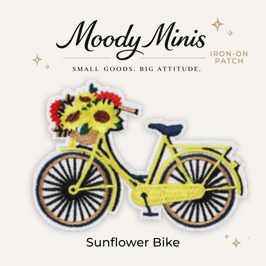 Sunflower Bike Embroidered Patch- RTS