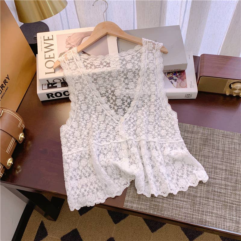 Sally Embroidered Lace Vest