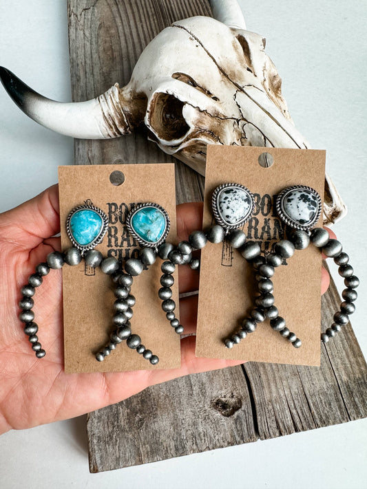 Western Navajo Style Pearl Stone Stud Earrings