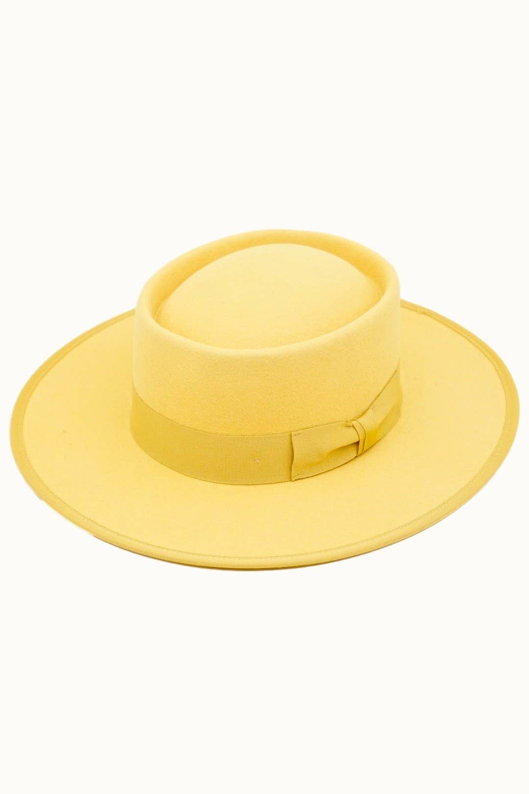 VIDE- 100% Wool Felt Gambler Hat, Unisex, Yellow