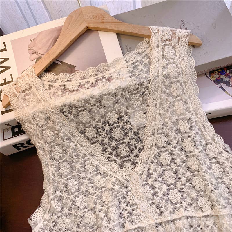 Sally Embroidered Lace Vest