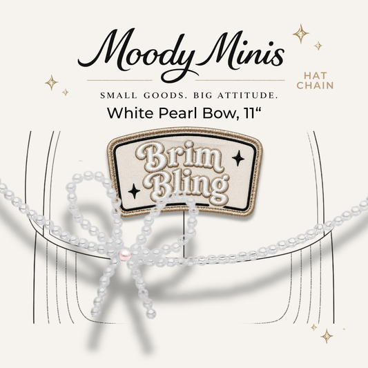 White Pearl Bow - 11 Inch Hat Chain