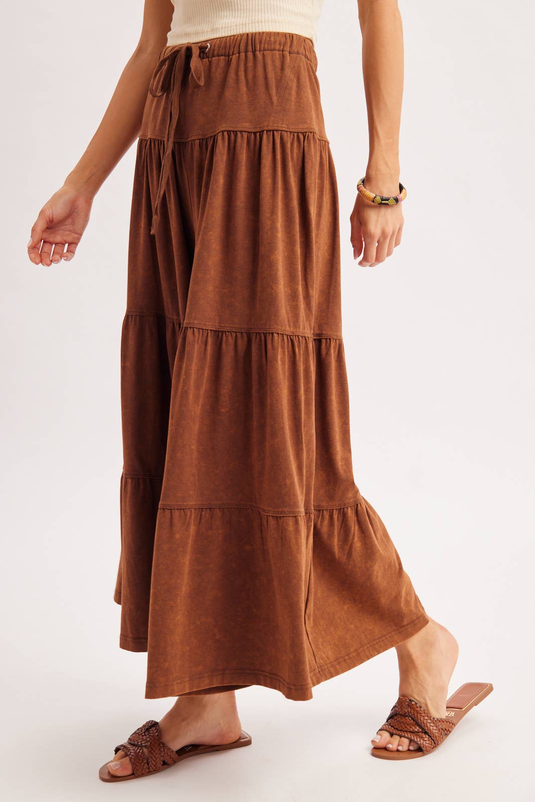 BOHO TIERED DRAWSTRING WIDE LEG PANTS