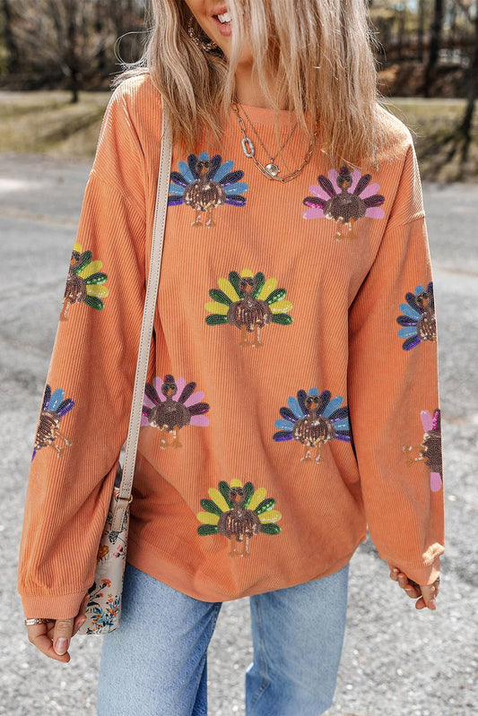 Thanksgiving Sequin Turkey Sweatshirt