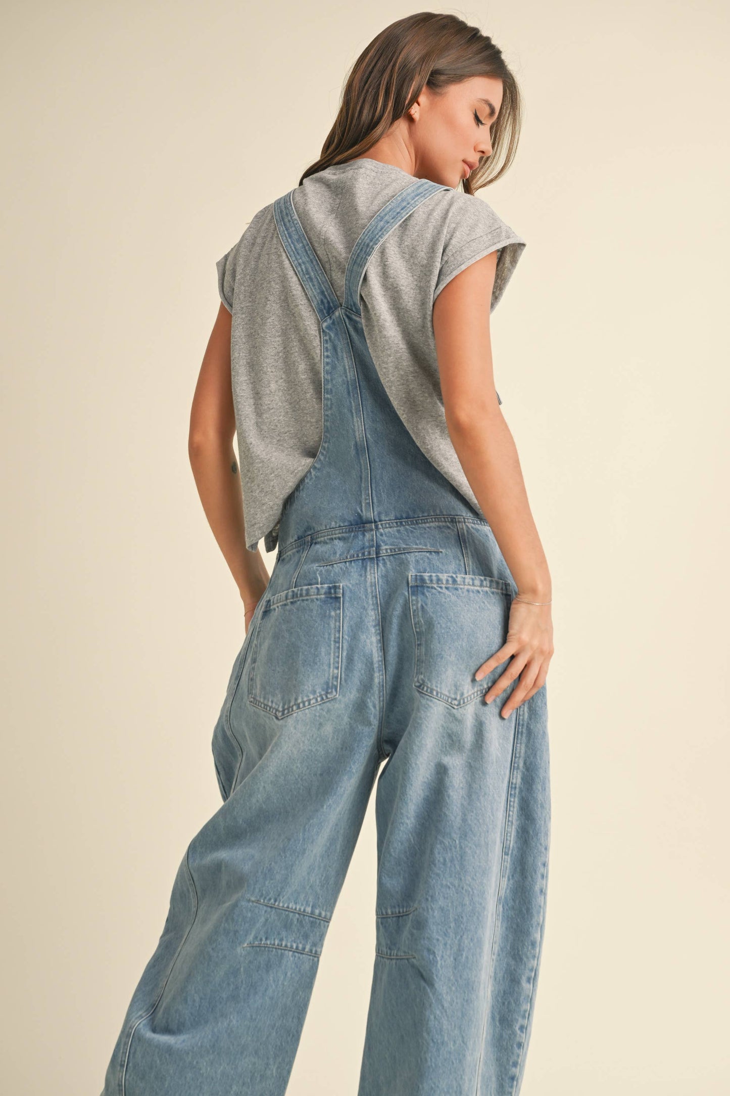 Charlene Barrel Denim Overalls